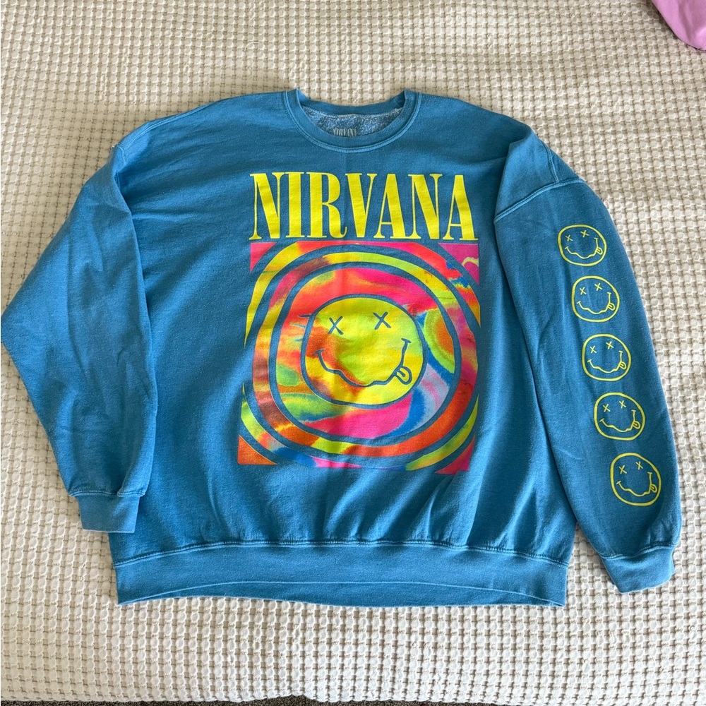 Urban Outfitters Nirvana Graphic Blue Sweater